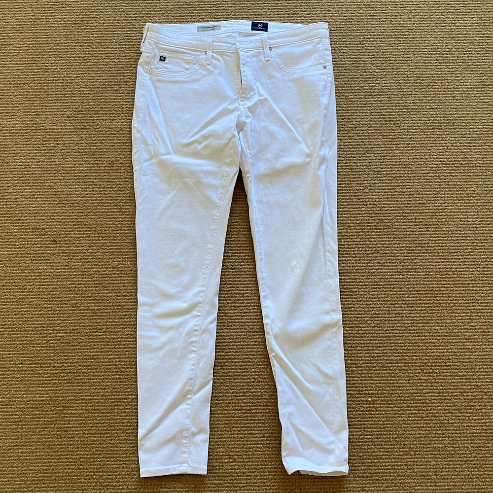 AG white, mid-rise, legging ankle jeans, size 29R